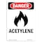 Signmission Safety Sign, OSHA Danger, 18" Height, Acetylene, Portrait OS-DS-D-1218-V-1014 - alternate 1